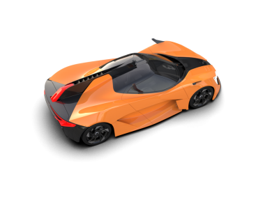 Turuncu spor araba beyaz arka planda izole edilmiş. 3d illüstrasyon.