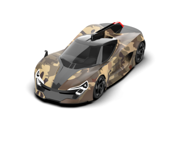 Beyaz arka planda bir araba. 3d oluşturma