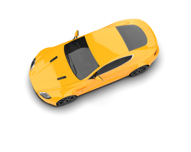 Sarı araba beyaz arka planda izole edildi.