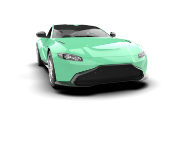 uzun gölgeli modern yeşil araba - 3 boyutlu