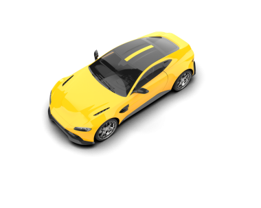 Sarı araba beyaz arka planda izole edildi..