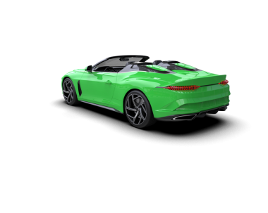 Beyaz arka planda izole edilmiş yeşil lüks spor araba.