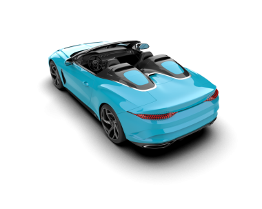 Mavi lüks araba beyazda izole edilmiş.