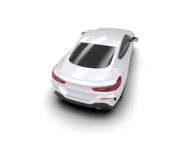 Araba beyaz renkte. Yan görünüm beyaz bir arkaplanda izole edildi. 3d oluşturma