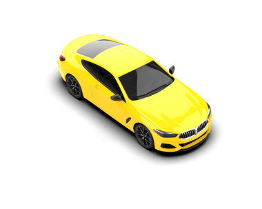 Modern sarı araba. 3d oluşturma.