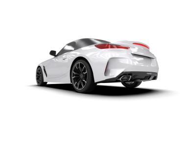 Modern araba arka planda izole edilmiş. 3D görüntüleme - illüstrasyon