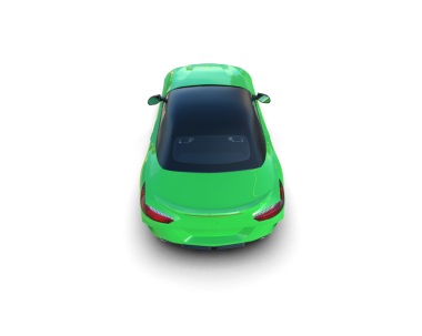 Beyaz arka planda yeşil bir araba. 3d illüstrasyon