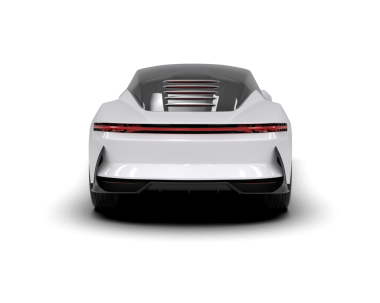 Gri arka planda bir araba. 3d oluşturma