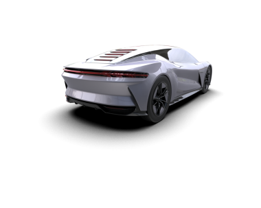 Gri arka planda gölgesi olan bir arabanın gerçekçi 3 boyutlu görüntülenmesi