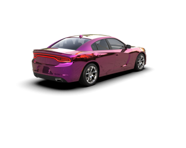 Beyaz izole edilmiş arka planda beyaz desenli pembe modern bir araba. 3d oluşturma.