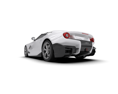 Beyaz arka planda gerçekçi bir araba.