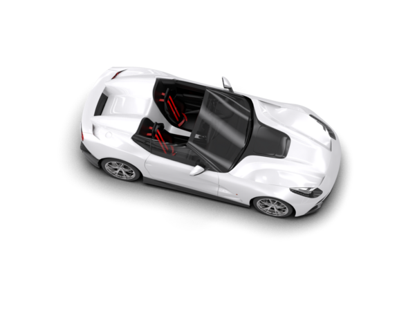 Beyaz arka planda izole edilmiş beyaz bir arabanın 3 boyutlu görüntüsü.