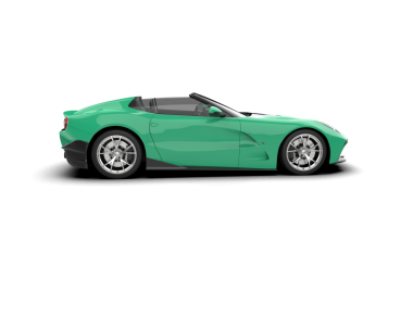 Beyaz arkaplanda yeşil bir araba