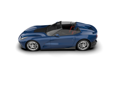 Mavi araba beyaz arka planda izole edilmiş. 3d oluşturma