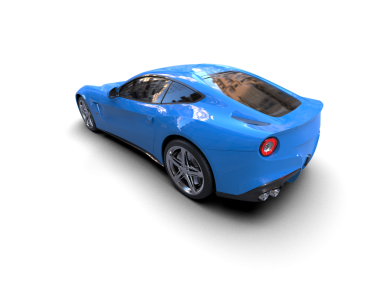 Beyaz arka plan üzerinde izole mavi spor araba