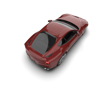 Kırmızı araba beyaz arka planda izole edilmiş. 3d illüstrasyon