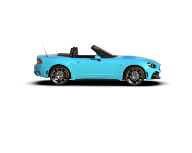 Beyaz arka planda izole edilmiş mavi bir arabanın 3 boyutlu resmi