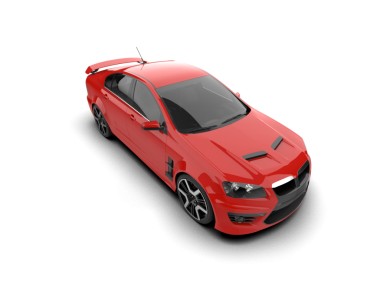 3D görüntüleme kırmızı araba beyaz üzerine izole
