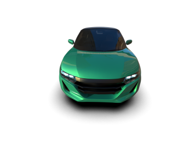 Modern araba arka planda izole edilmiş. 3D görüntüleme - illüstrasyon