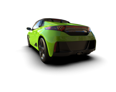 Beyaz arka planda bir araba. 3d oluşturma.