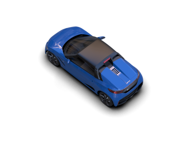 Siyah arkaplandaki bir arabanın 3 boyutlu görüntüsü.