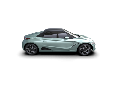 yeşil eğimli gerçekçi bir araba.