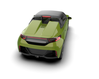 yeşil spor araba yan görünümü.