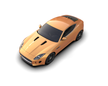 Beyaz arka planda sarı spor araba