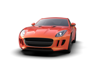 Turuncu bir spor arabanın 3 boyutlu görüntüsü. 3 boyutlu resimleme.