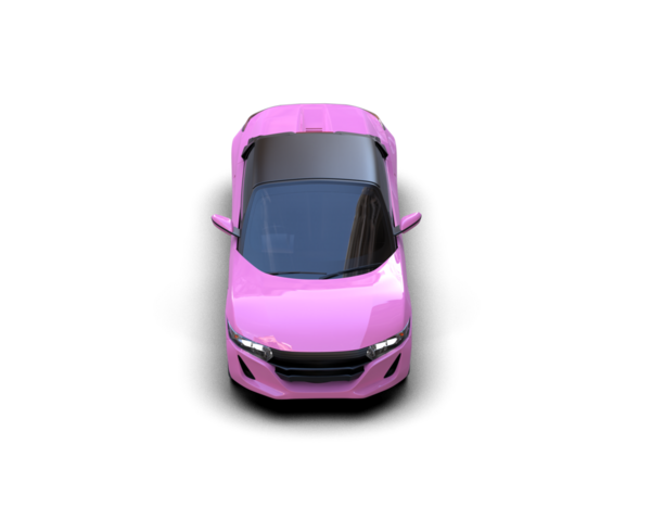 Siyah arka planda pembe bir araba. 3d oluşturma.