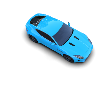 Mavi bir arabanın 3 boyutlu görüntüsü