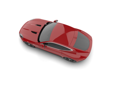 Kırmızı araba beyaz arka planda izole edildi. 3D görüntüleme.