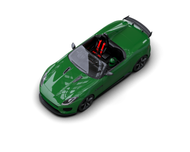 Yeşil arka planı olan bir arabanın 3 boyutlu görüntüsü