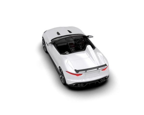 Beyaz arka planda izole edilmiş modern bir spor arabanın üç boyutlu resmi. 3d oluşturma