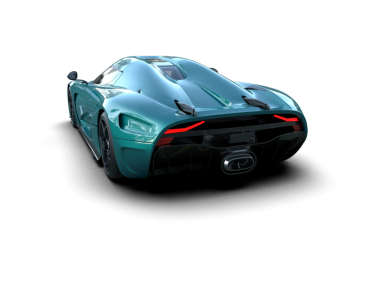 Stüdyo ortamında beyaz arka planda izole edilmiş yansıtıcı bir arabanın 3 boyutlu yansıması