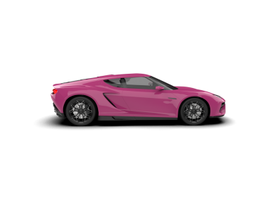 Siyah kurdeleli pembe bir araba.