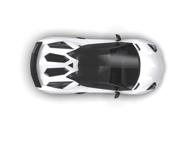 Siyah arka planda, siyah ortamda beyaz bir spor arabanın 3 boyutlu çizimi