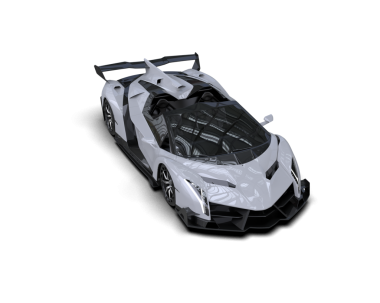 Beyaz arka planda izole edilmiş modern bir süper arabanın 3 boyutlu görüntüsü.