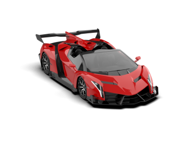 3 boyutlu kırmızı, daha az kullanışlı bir spor araba.