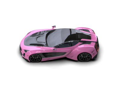 Beyaz arka planda izole edilmiş pembe spor araba 3 boyutlu görüntüleme