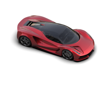 Kırmızı araba beyaz arka planda izole edildi. 3 boyutlu görüntüleme - illüstrasyon