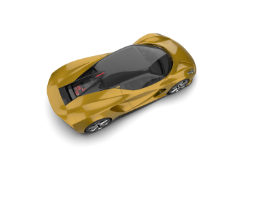 Siyah arka planda sarı araba. 3d illüstrasyon.