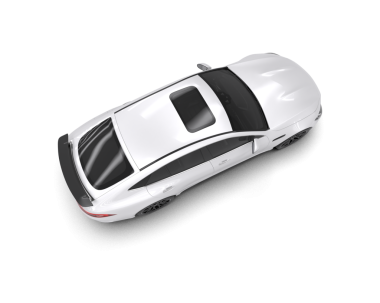 Beyaz arka planda gölgesi olan siyah bir arabanın 3 boyutlu resmi.