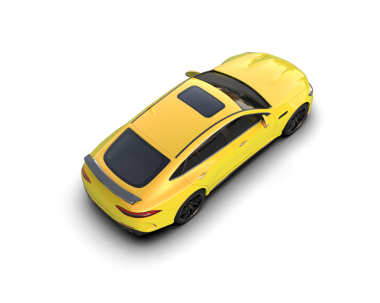 Siyah arka planda sarı oyuncak araba.