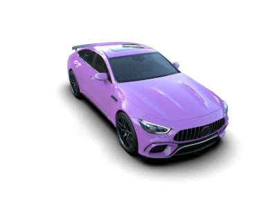 mor modern araba siyah arka planda izole edilmiş.