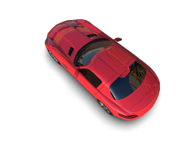 Siyah arka planda siyah saplı kırmızı araba.