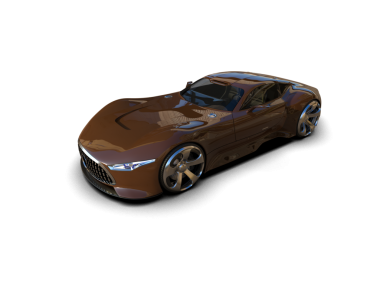 Beyaz arkaplandaki bir arabanın 3 boyutlu görüntüsü