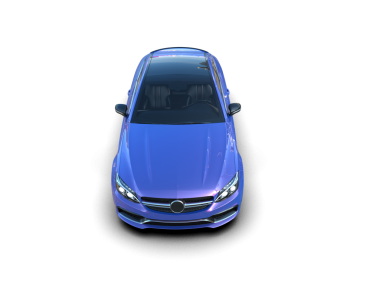 Mavi araba beyazda izole edilmiş. 3d oluşturma