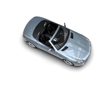 Stüdyoda izole edilmiş siyah arka planı olan bir arabanın 3 boyutlu görüntüsü.