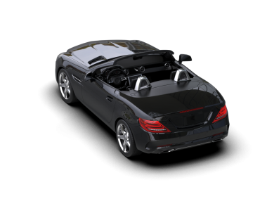 Siyah arka planda modern siyah araba. 3d illüstrasyon